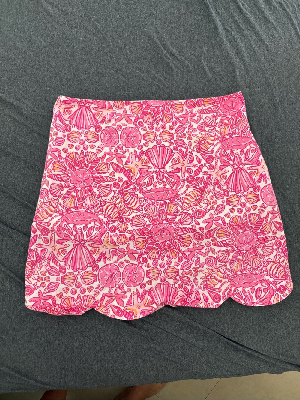 Lilly Pulitzer Pink Shell-Print Scalloped Hem Mini Skirt